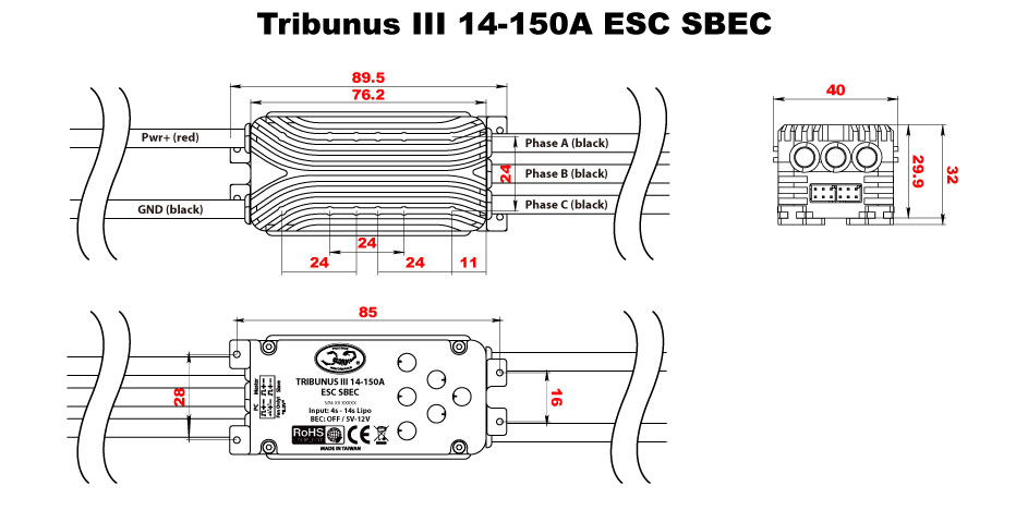 Scorpion Tribunus III 14-150A ESC SBEC Full Dimension