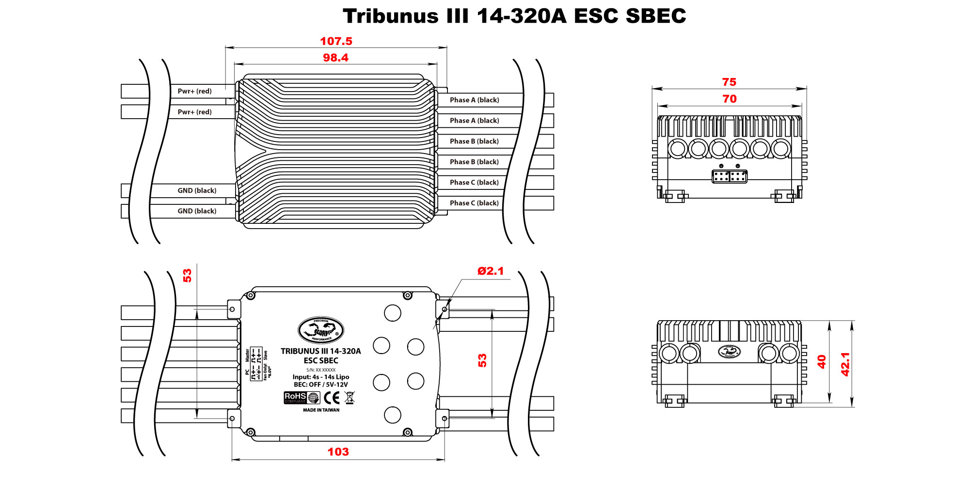 Scorpion Tribunus III 14-320A ESC SBEC Full Dimension